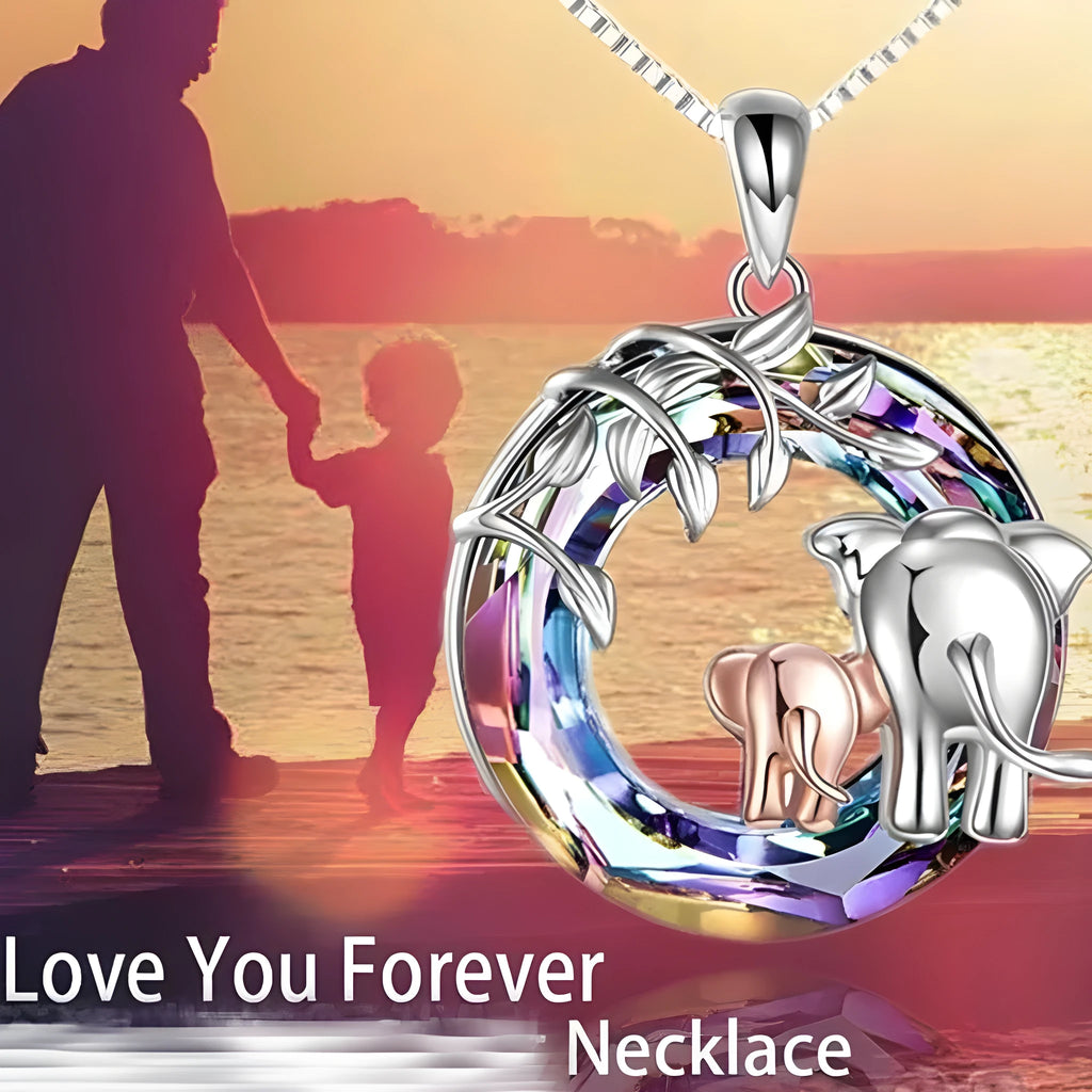 Women's animal-shaped necklace with diamond and Saturn charm on adjustable chain in platinum colour