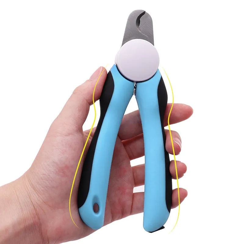 Blue heavy duty dog nail clippers with a safety guard on the blade, for large breed thick nails.