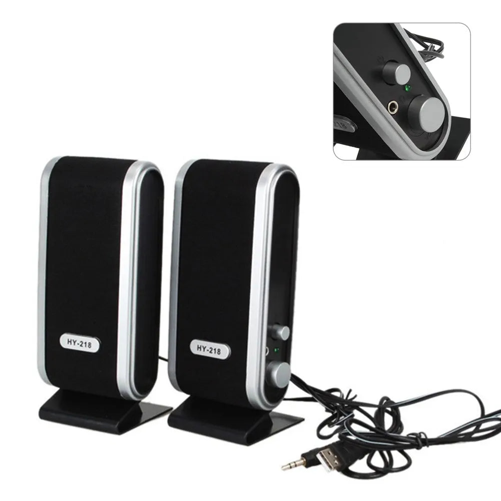 Black USB notebook mini speaker for computer audio enhancement with stereo output