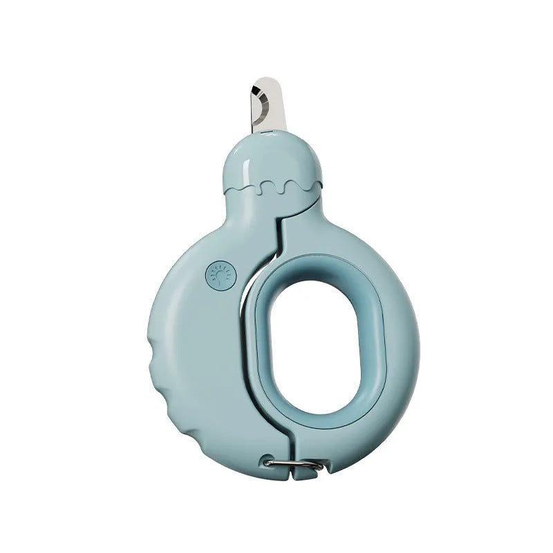 LED illuminated pet nail clippers for cats and dogs showing quick-light technology and non-slip handles