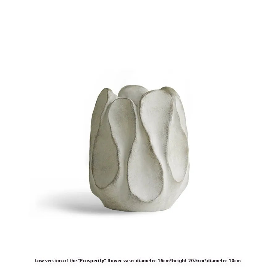 Irregular ceramic art vase in magnesium clay for flower arrangements in low or high style