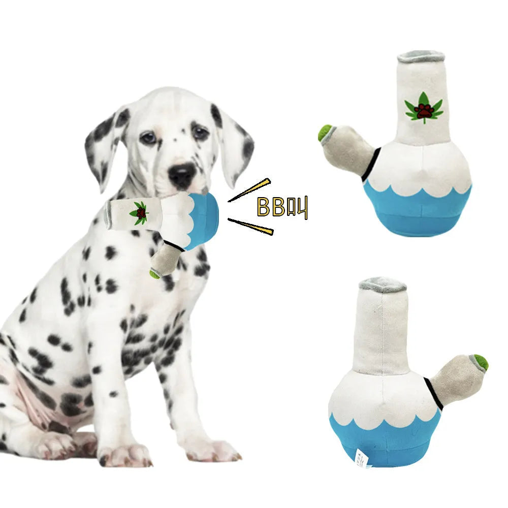 24cm long kettle-shaped dog plush toy with soft material in picture style design