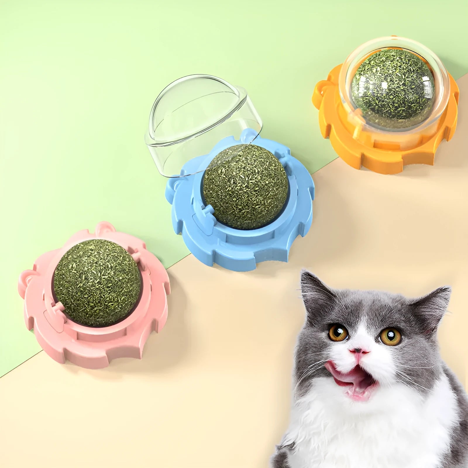 Lion-shaped catnip chew toy with textured molar surfaces in orange colour