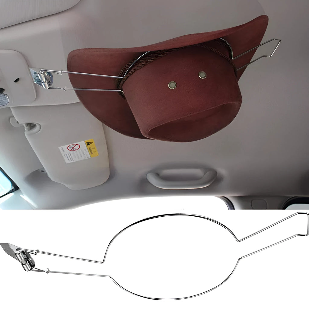 Brown chrome-plated metal hat stand for car interior organisation