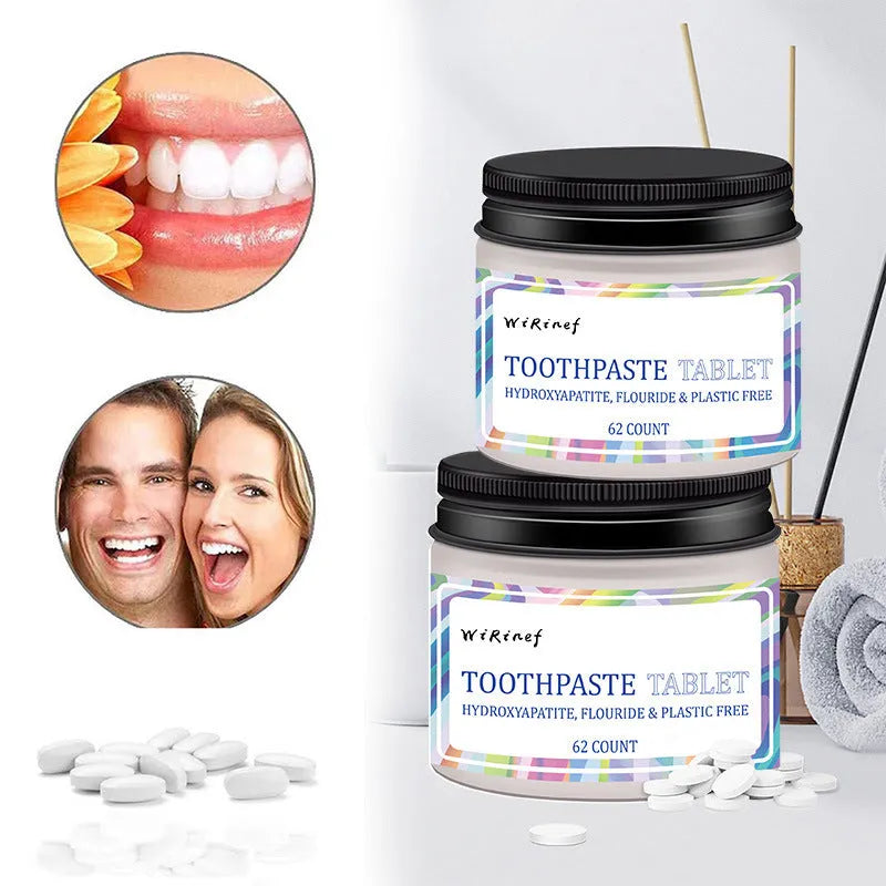 Pack of 62 TP19 solid toothpaste chewing tablets for portable oral hygiene