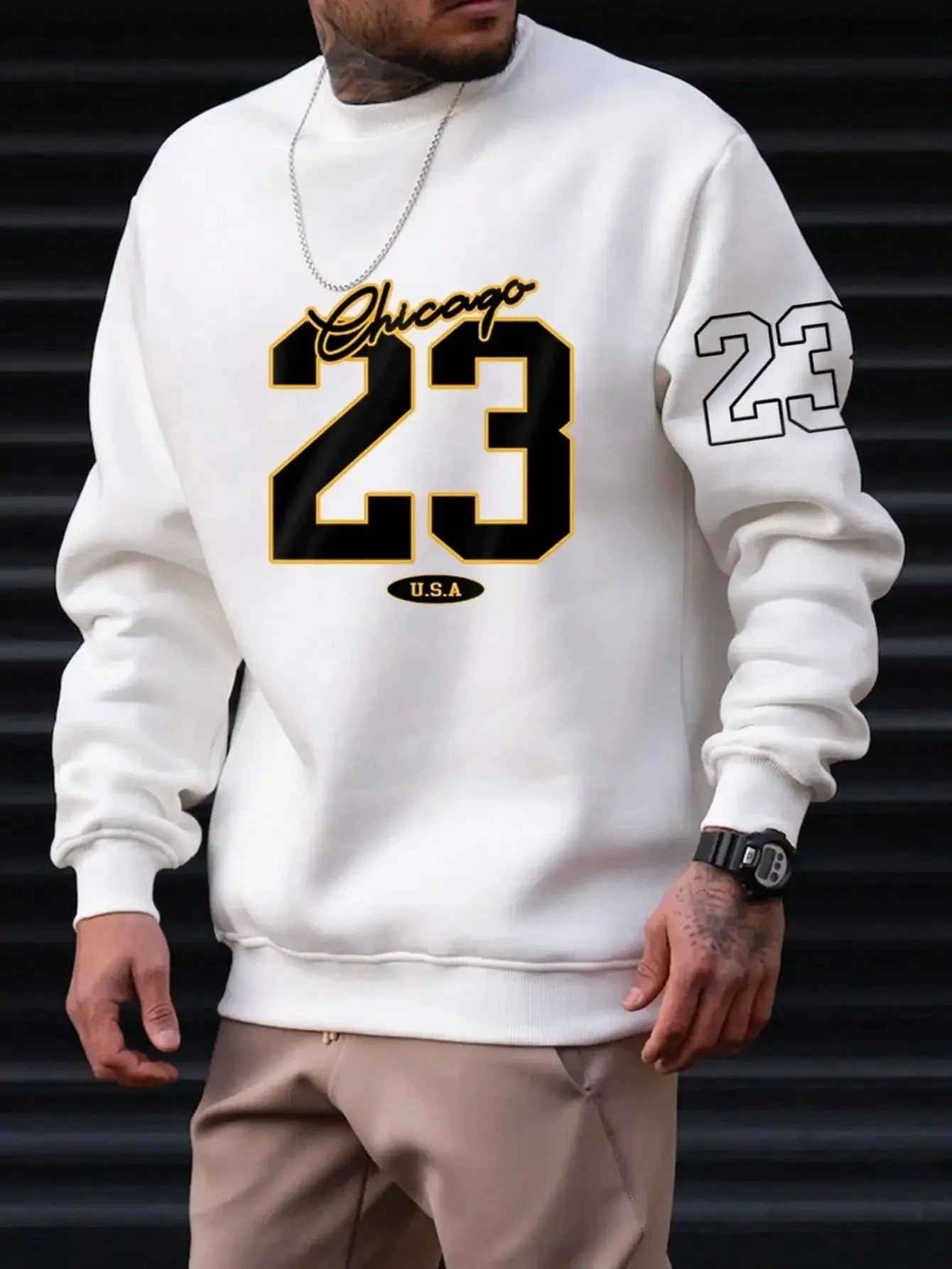 Men's art letter design fleece sweatshirt in pullover style available in four colours