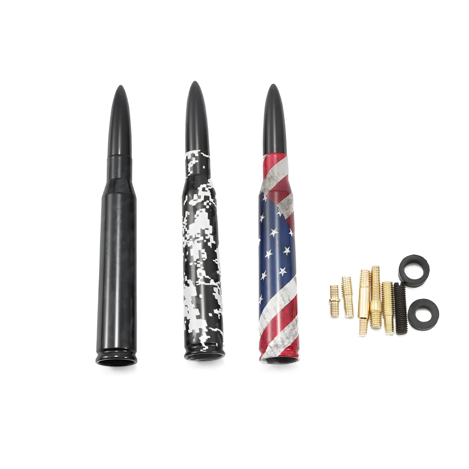 14cm car antenna with American flag and camouflage green design options.