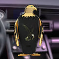 Eagle style wireless charging car phone holder with suction cup mount in black and gold