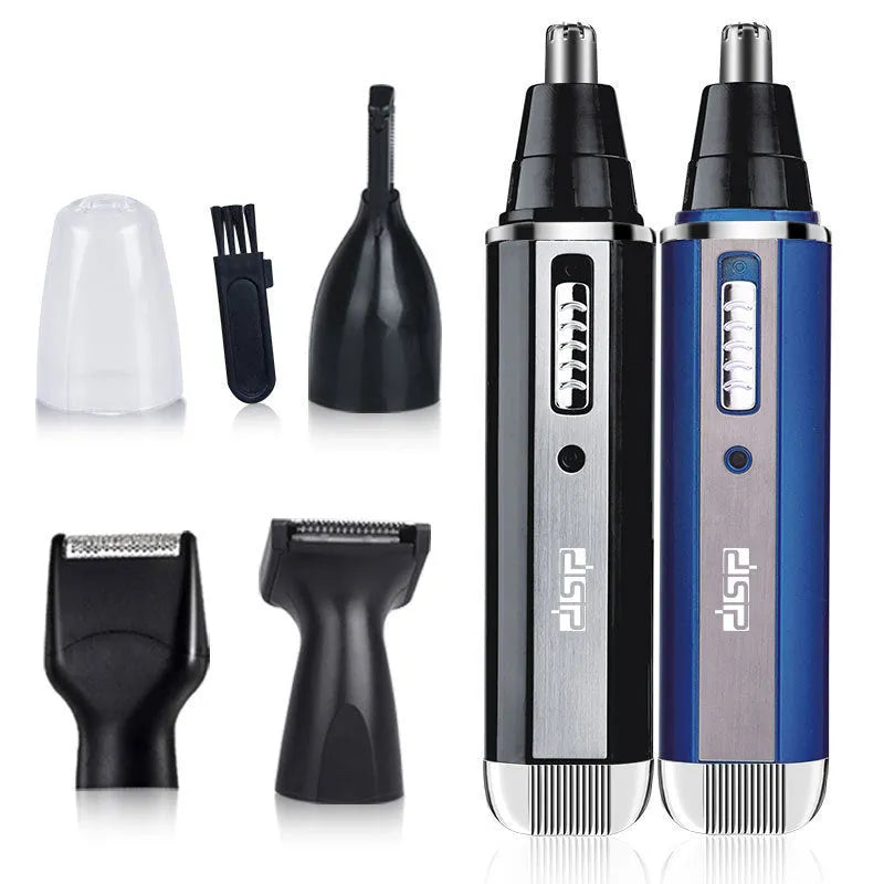 Men's electric shaver for facial hair and nose trimming in blue, black or silver colours