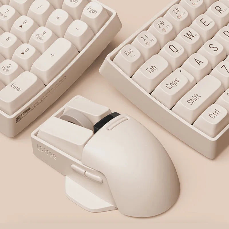 Xiaoqiao three-mode wireless mouse in Tofu colour showing ergonomic shape and multiple buttons