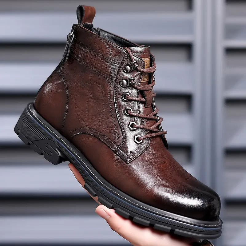 Black women's patent leather ankle boots with a low square heel and high cylinder shaft on a plain background.