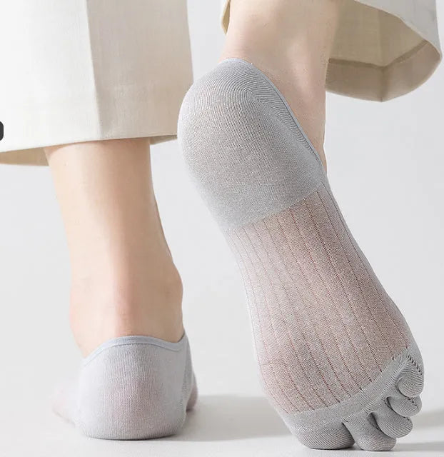 Modal cotton five-finger ultra-thin breathable boat socks in black colour option