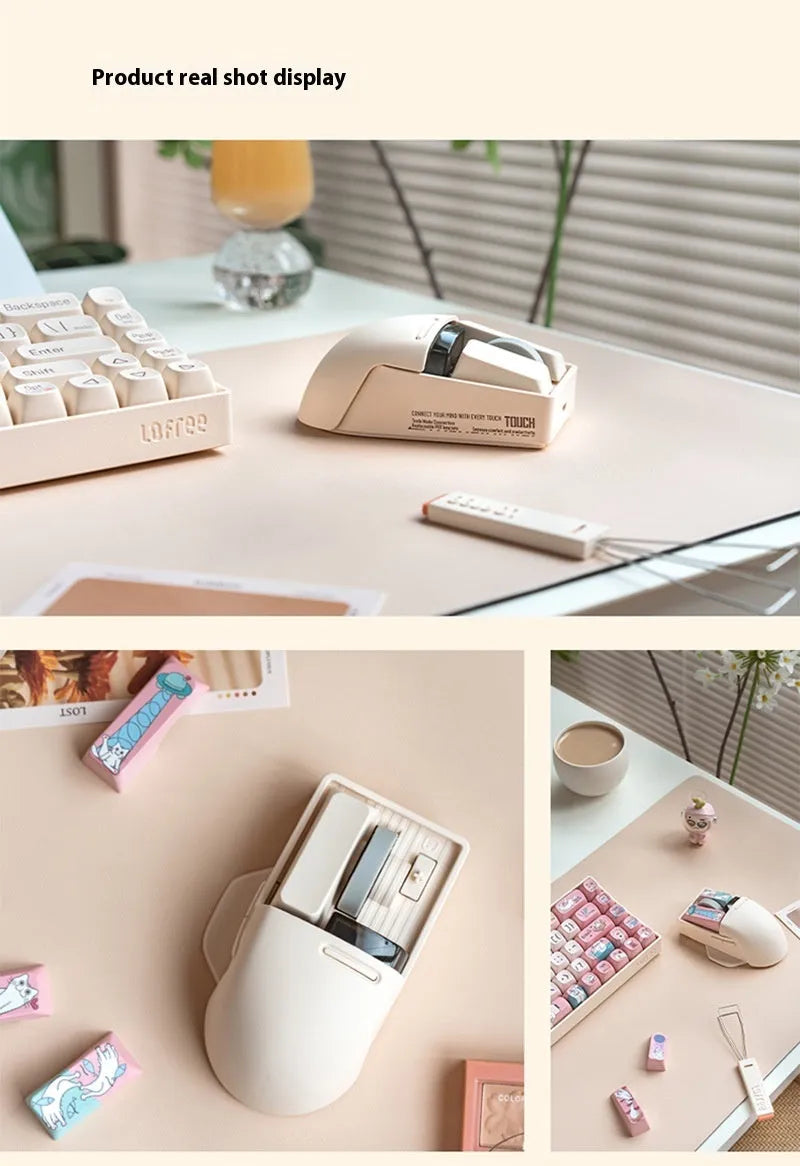Xiaoqiao three-mode wireless mouse in Tofu colour showing ergonomic shape and multiple buttons