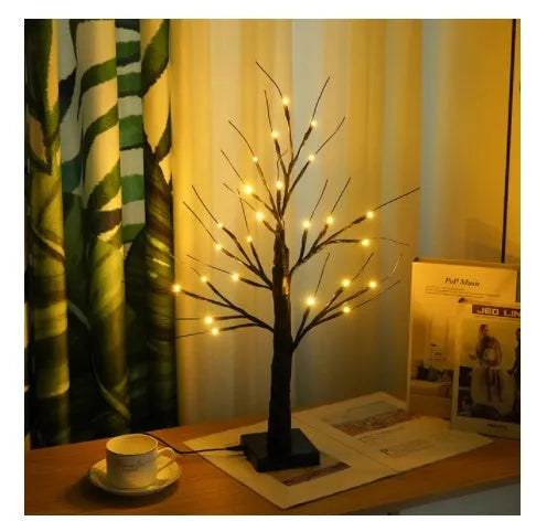 60 cm tall LED decorative birch tree night light with warm white bulbs