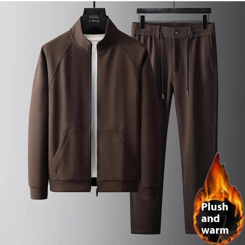 Men's stand collar sports suit in slim fit with coordinating pants
