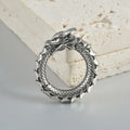 Pair of large geometric hollow-out earrings in antique silver dragon finish