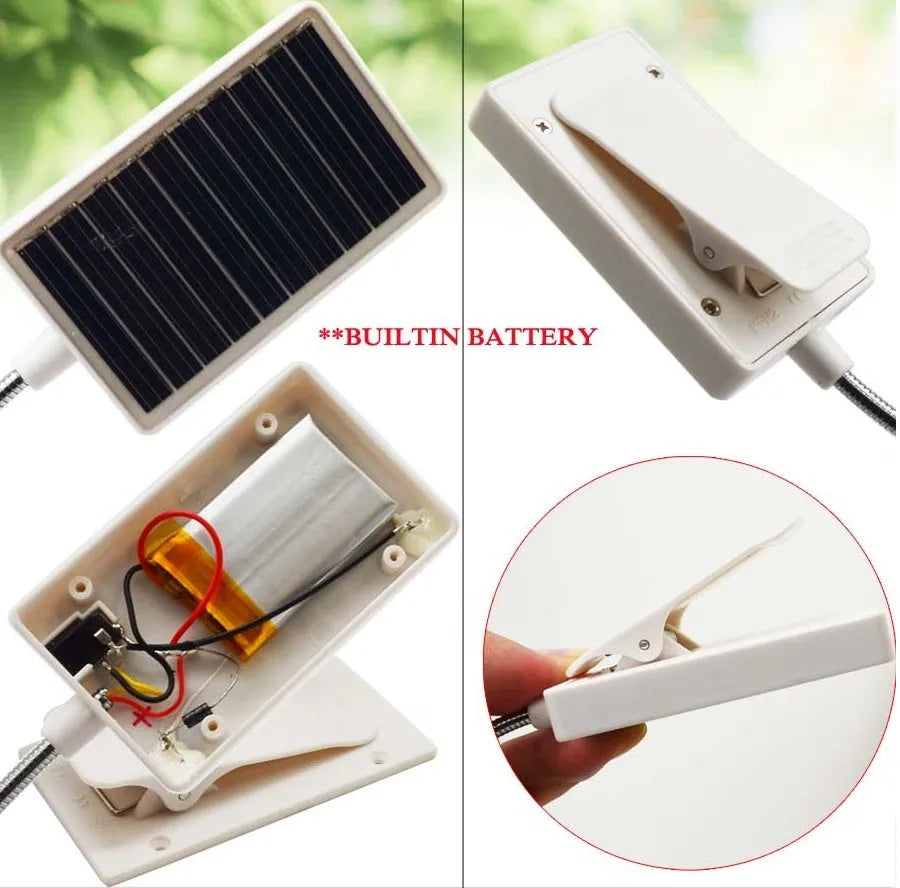 White outdoor solar lamp with plastic shade and solar panel on top.