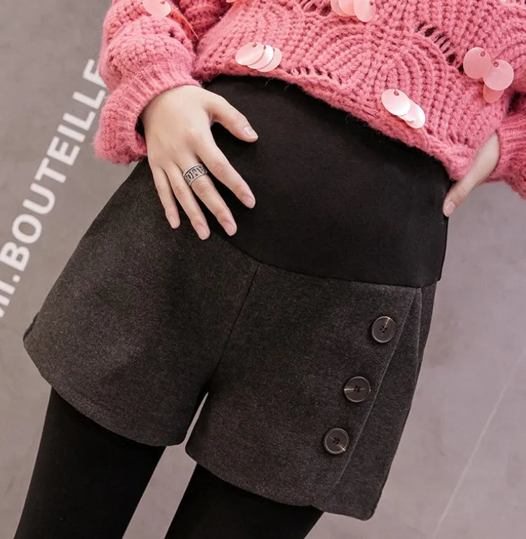 Grey wool stomach lift cotton blend shapewear shorts in high-waisted design