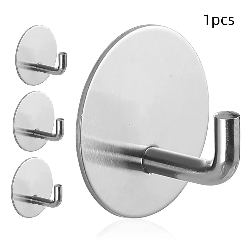 Black and polished stainless steel self-adhesive hooks for wall mounting