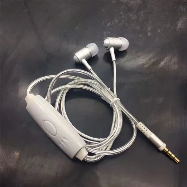 Blue LED light-up earphones with 3.5mm jack and inline remote control, showing illuminated ear shells.