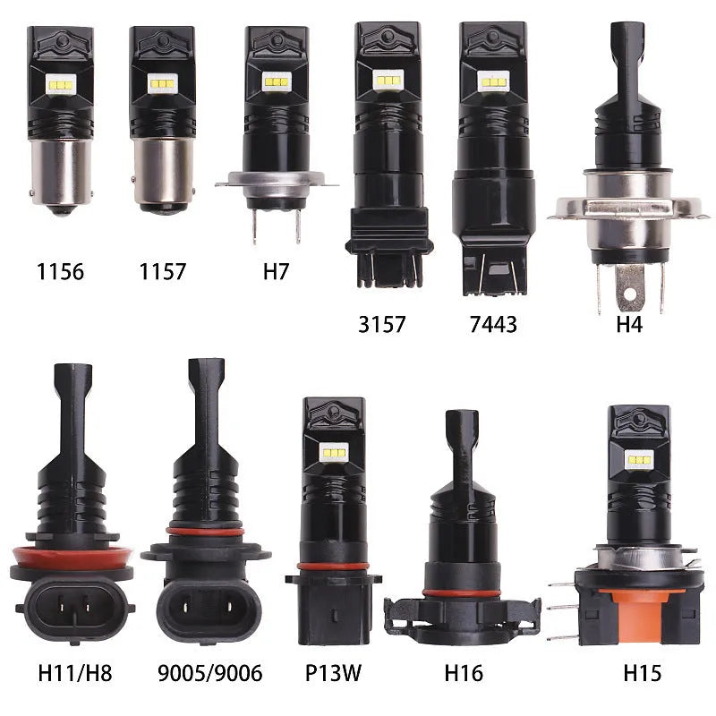 Black automotive LED fog lamp bulb with aviation aluminium housing for 9005/9006 sockets