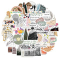 50 sheets of colourful graffiti and cartoon waterproof adhesive stickers for luggage and cases, measuring 4-6cm.