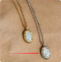 S925 silver plating jelly opal pendant necklace with geometric oval design on silver chain
