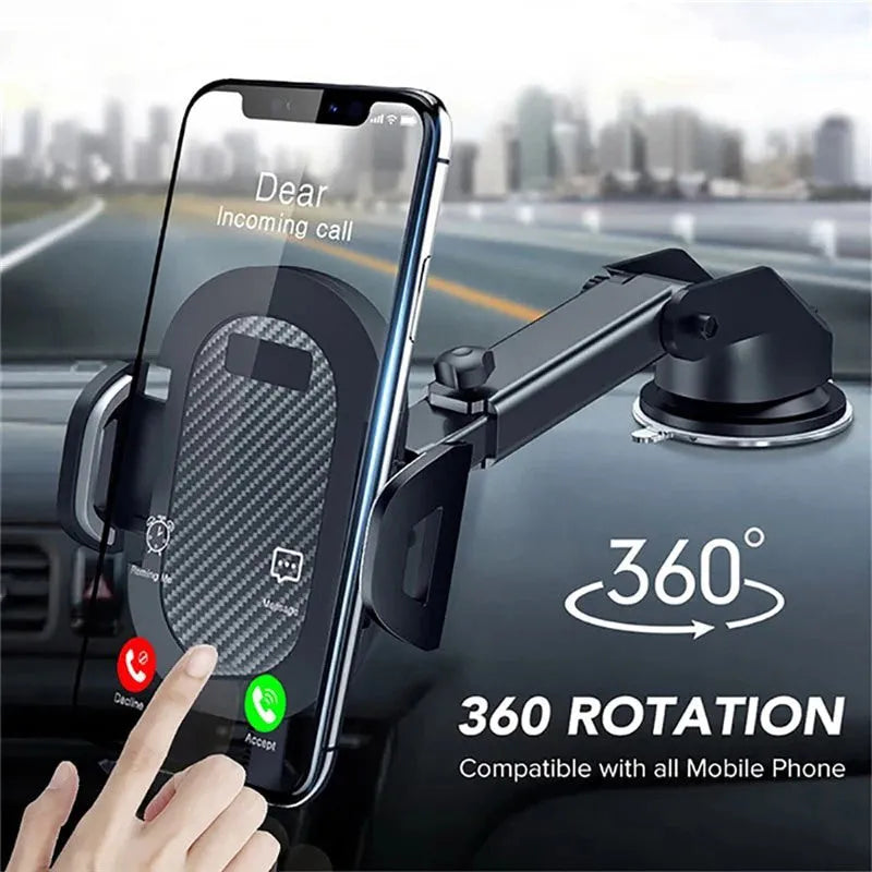 Black car phone holder for mobile phones 4 to 7 inches in size