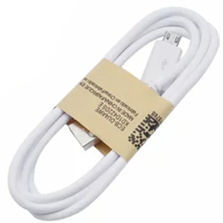 Black and white Android Micro USB charging and data cable with 1m length.