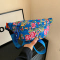 Women's Western style waist bag with large flower decoration and three-dimensional pockets
