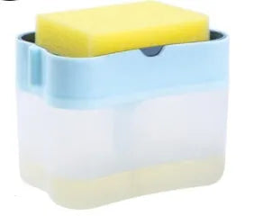 A compact plastic kitchen soap dispenser in a choice of black, grey, pink, or silver colours.