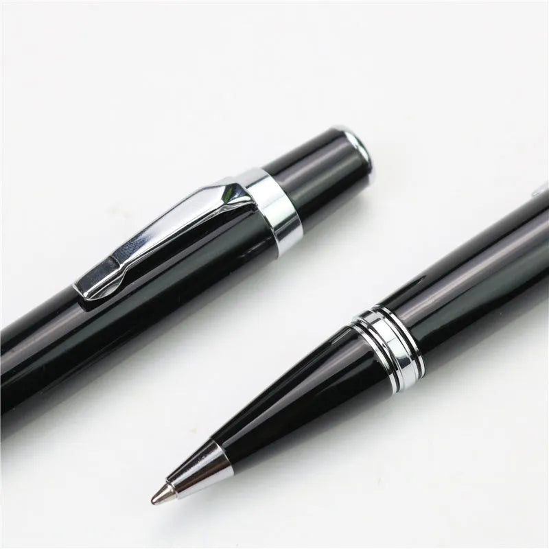 Full metal pocket ballpoint pen with black refill and two spare refills