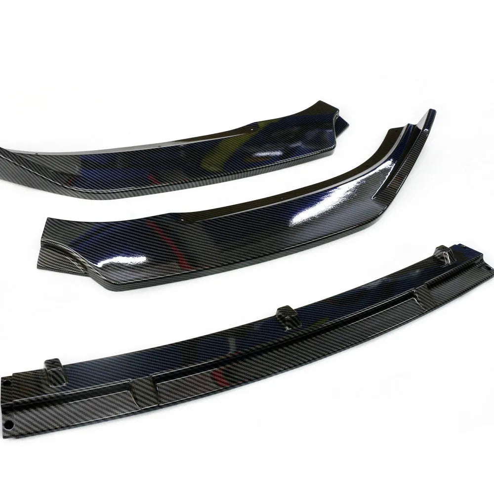 M10 three-section front splitter for VW Golf Mk7 in carbon fibre braze pattern finish