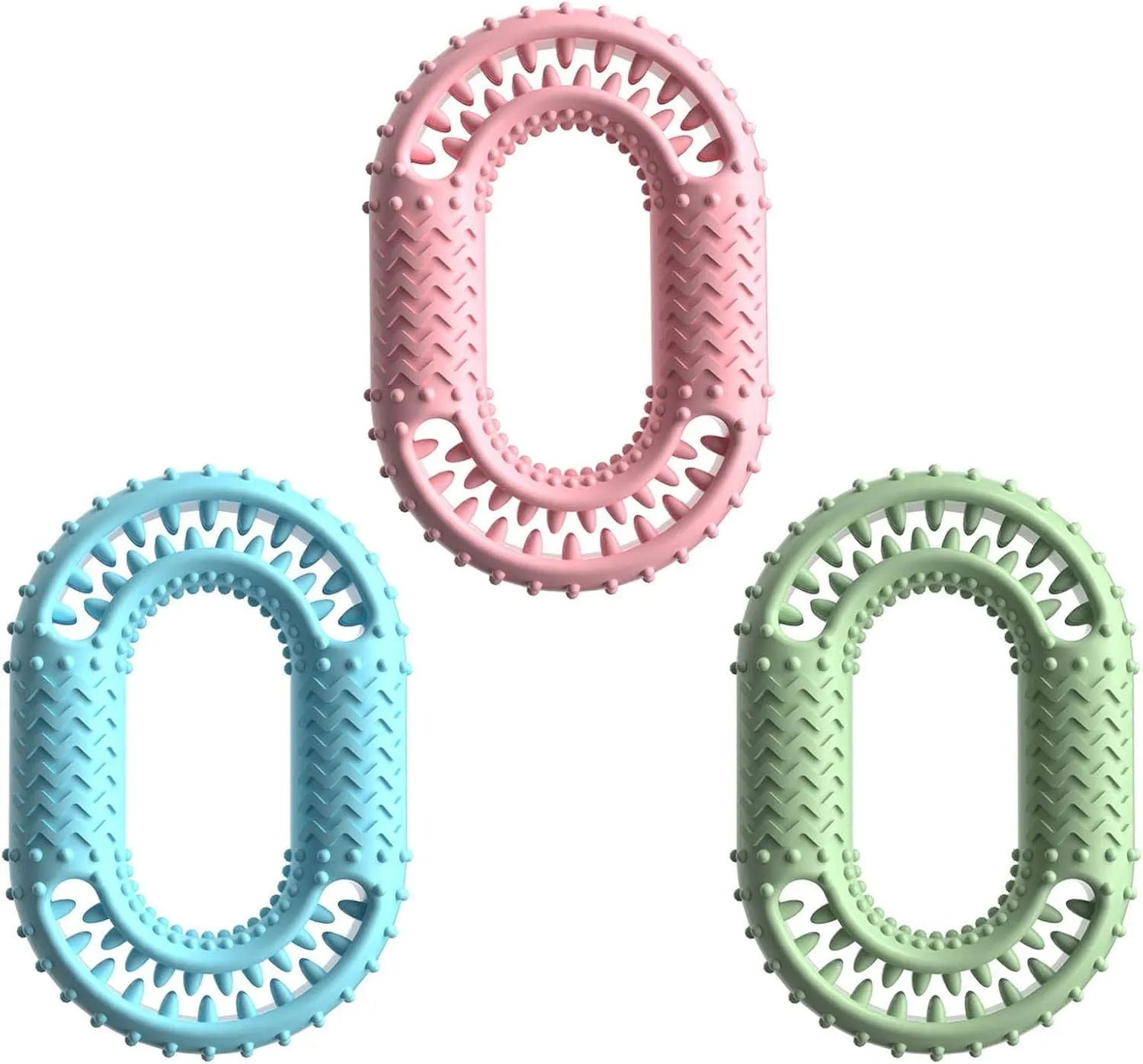Blue O-ring shaped dog chew toy for aggressive chewers and dental plaque reduction