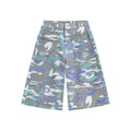 Camouflage print straight-leg cotton cropped trousers with zipper fly closure