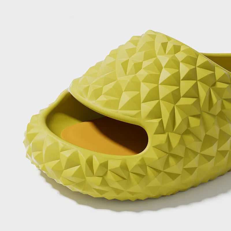 Durian peep-toe EVA bathroom slippers in golden pillow yellow with non-slip sole