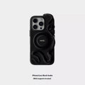 Leather full-coverage protective case for Apple iPhone models in pink, black, and white.