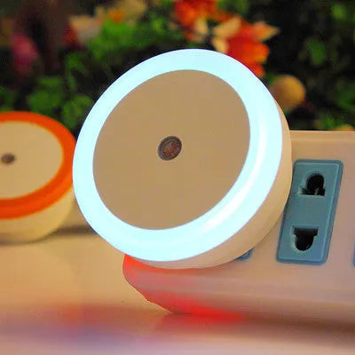 LED induction lamp with round halo nightlight in blue, red, white, or yellow for market stalls.