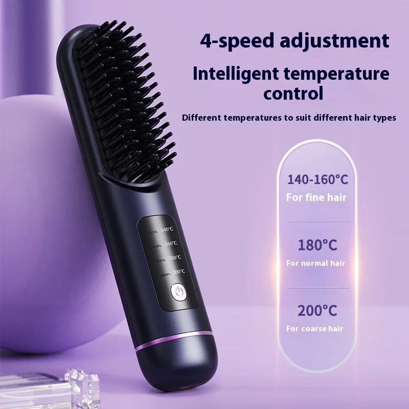 Portable charging negative ion straight hair comb in blue, grey or white.
