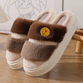 Pink and green cartoon thermal cotton slippers with plush upper and cashmere lining for winter