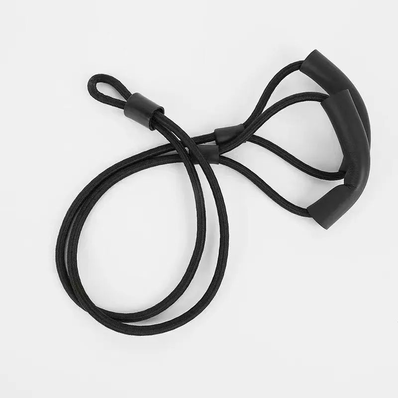 Power Plate treadmill drawstring accessory with sponge rubber handle in black and red on white background