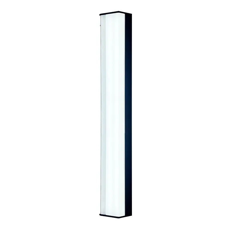 Modern outdoor wall lamp mounted on an exterior wall, showcasing its simple design.