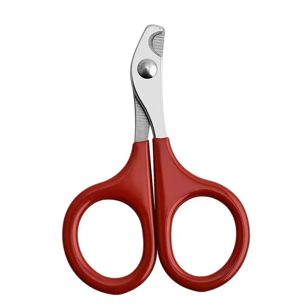 Professional pet nail clippers with stainless steel blade and coloured anti-slip handle.