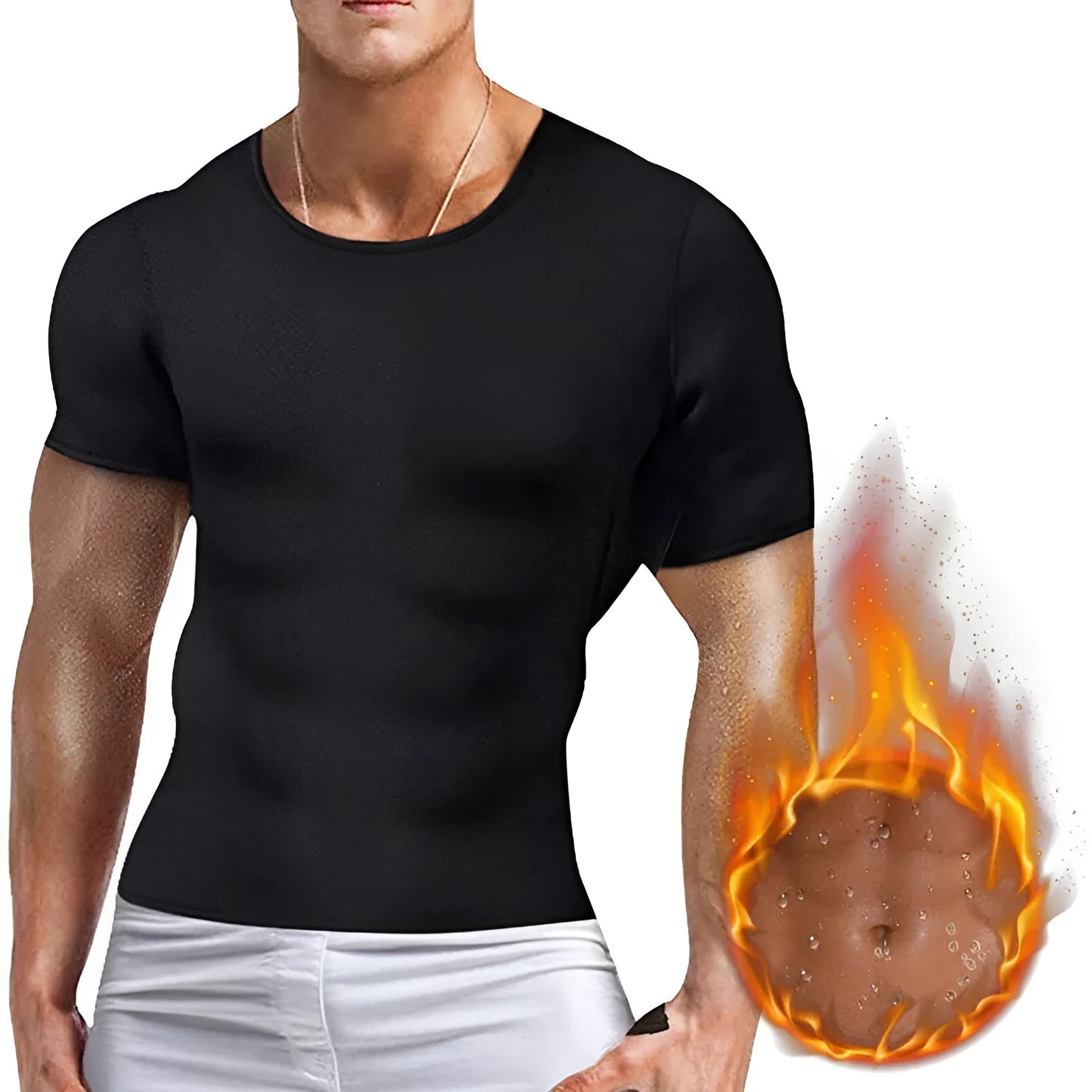 Men's black neoprene body shaper vest for slimming and sweat enhancement during exercise