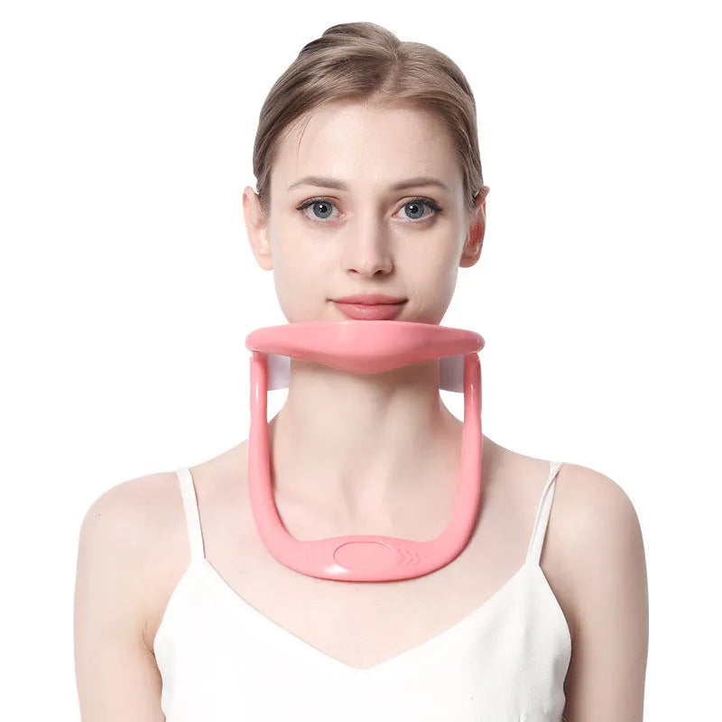 White PP plastic neck brace and cervical support instrument for posture correction.