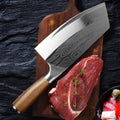 Stainless steel kitchen knife with a 40Cr13 steel blade, showing its 320mm length.