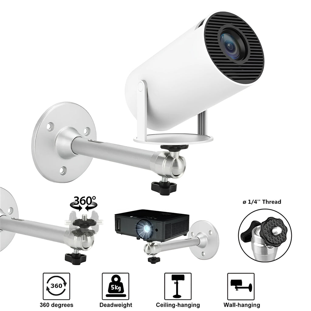 White aluminium alloy wall-mounted bracket for home projector with 180mm specification