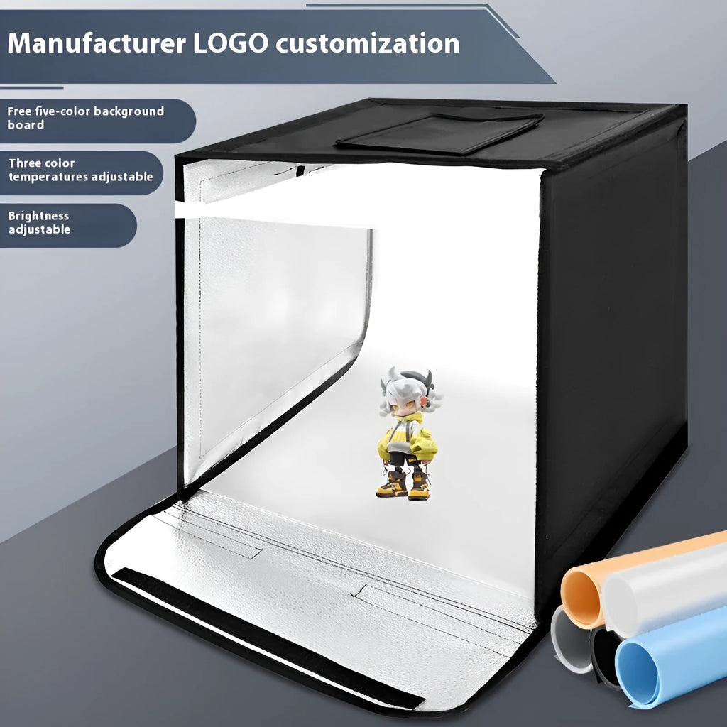 50cm folding studio light box with USB LED panels and reflective cloth interior for product photography