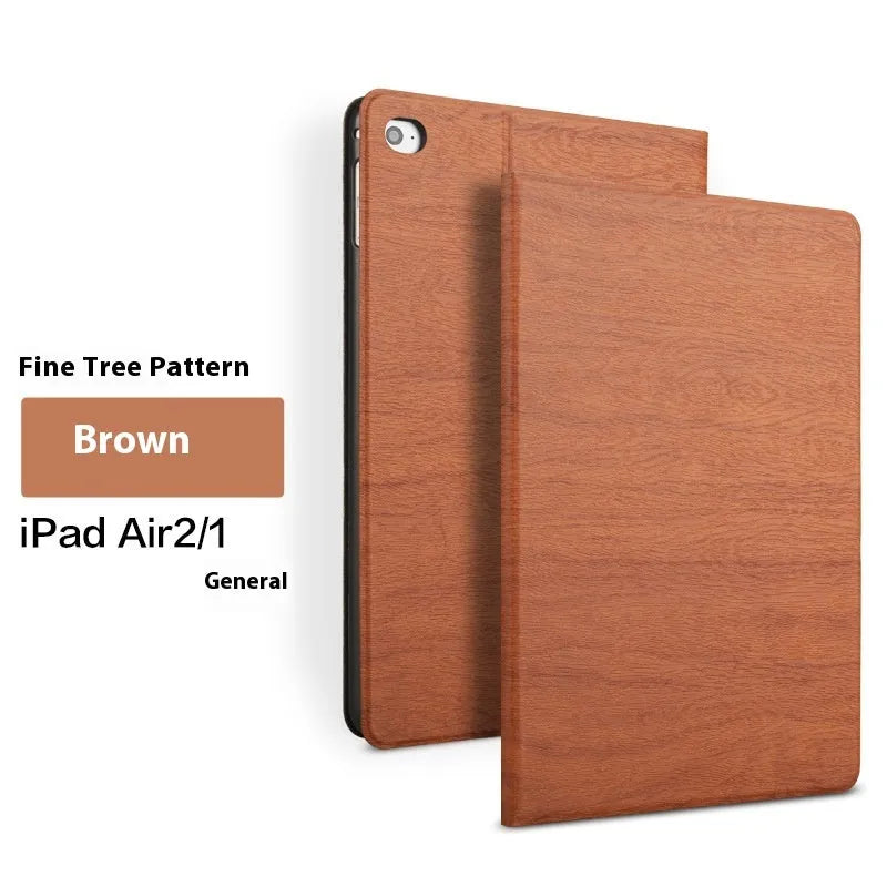 Sapphire blue imitation leather universal sleep bracket stand holding a silver iPad tablet.