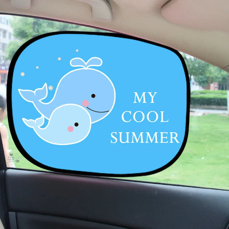 Electrostatic adsorption nylon mesh car side window sunshade with animal pair design options